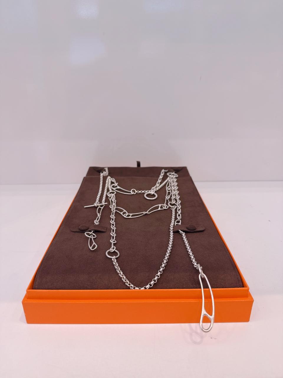 STERLING SILVER WITH TOGGLE CLOSURE CHAIN D'ANCRE PUNK LONG NECKLACE