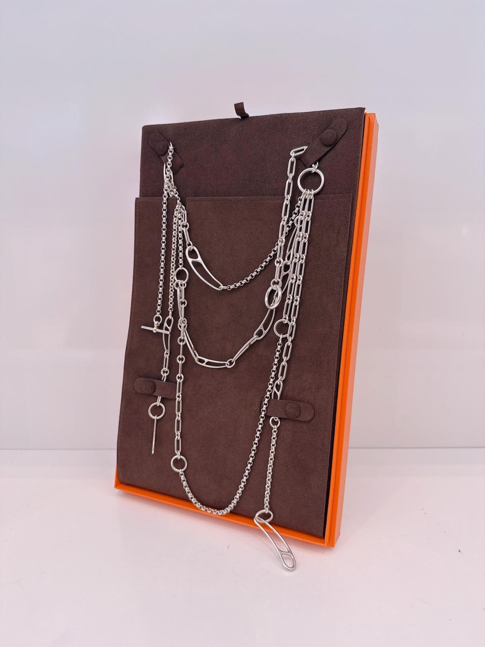 STERLING SILVER WITH TOGGLE CLOSURE CHAIN D'ANCRE PUNK LONG NECKLACE