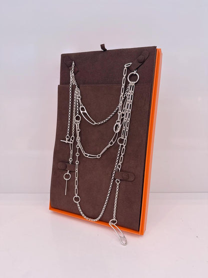 STERLING SILVER WITH TOGGLE CLOSURE CHAIN D'ANCRE PUNK LONG NECKLACE