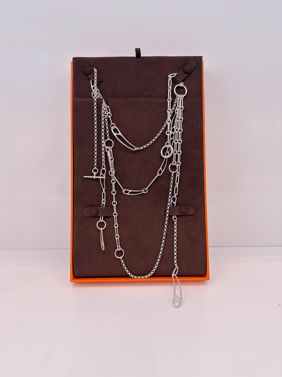 STERLING SILVER WITH TOGGLE CLOSURE CHAIN D'ANCRE PUNK LONG NECKLACE