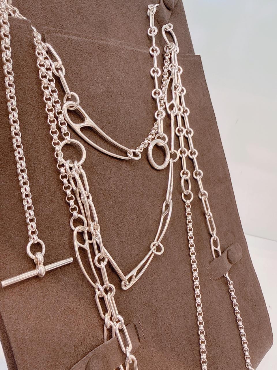 STERLING SILVER WITH TOGGLE CLOSURE CHAIN D'ANCRE PUNK LONG NECKLACE