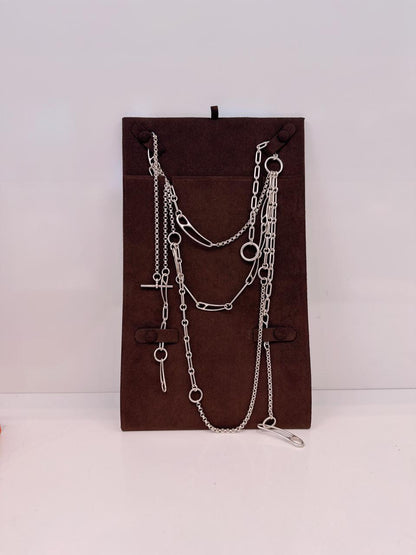 STERLING SILVER WITH TOGGLE CLOSURE CHAIN D'ANCRE PUNK LONG NECKLACE