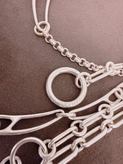 STERLING SILVER WITH TOGGLE CLOSURE CHAIN D'ANCRE PUNK LONG NECKLACE