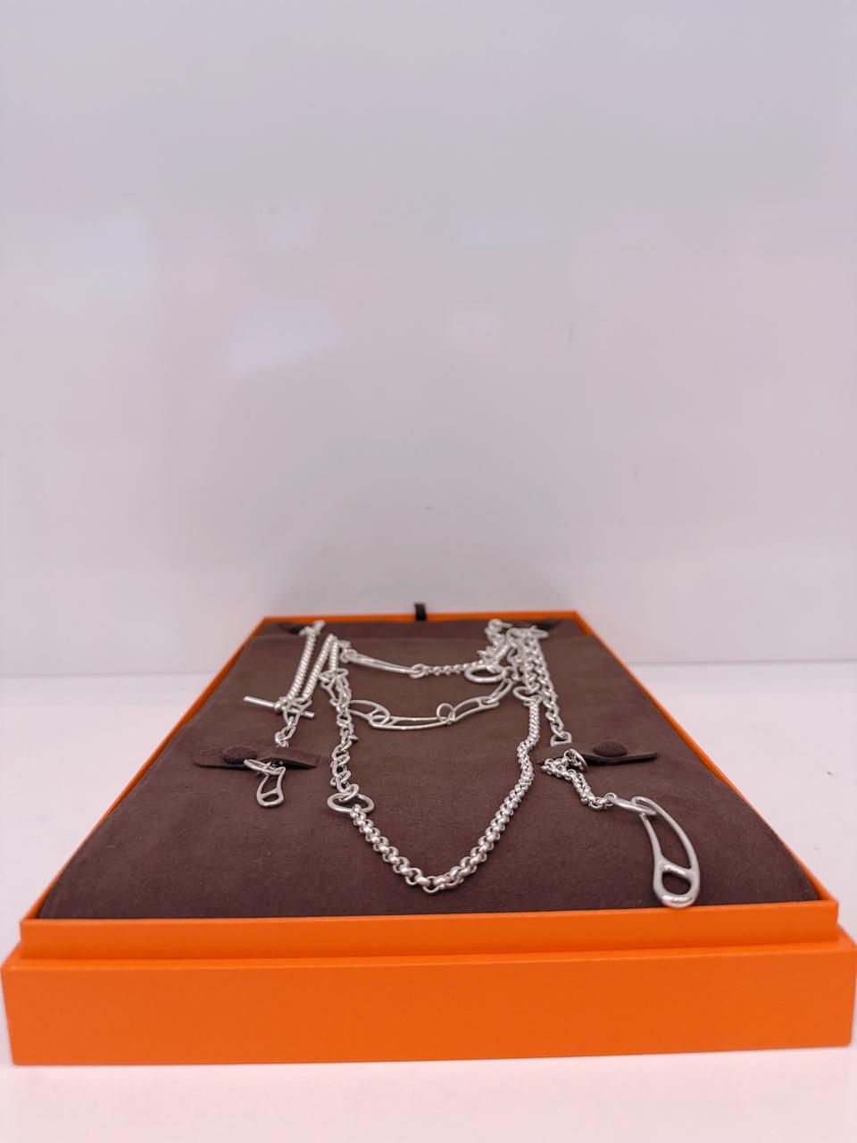 STERLING SILVER WITH TOGGLE CLOSURE CHAIN D'ANCRE PUNK LONG NECKLACE