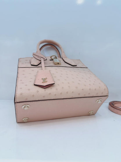 PINK OSTRICH LEATHER CITY STREAMER MINI SHOULDER BAG