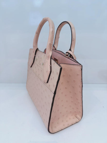 PINK OSTRICH LEATHER CITY STREAMER MINI SHOULDER BAG