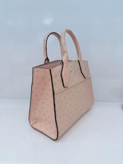 PINK OSTRICH LEATHER CITY STREAMER MINI SHOULDER BAG
