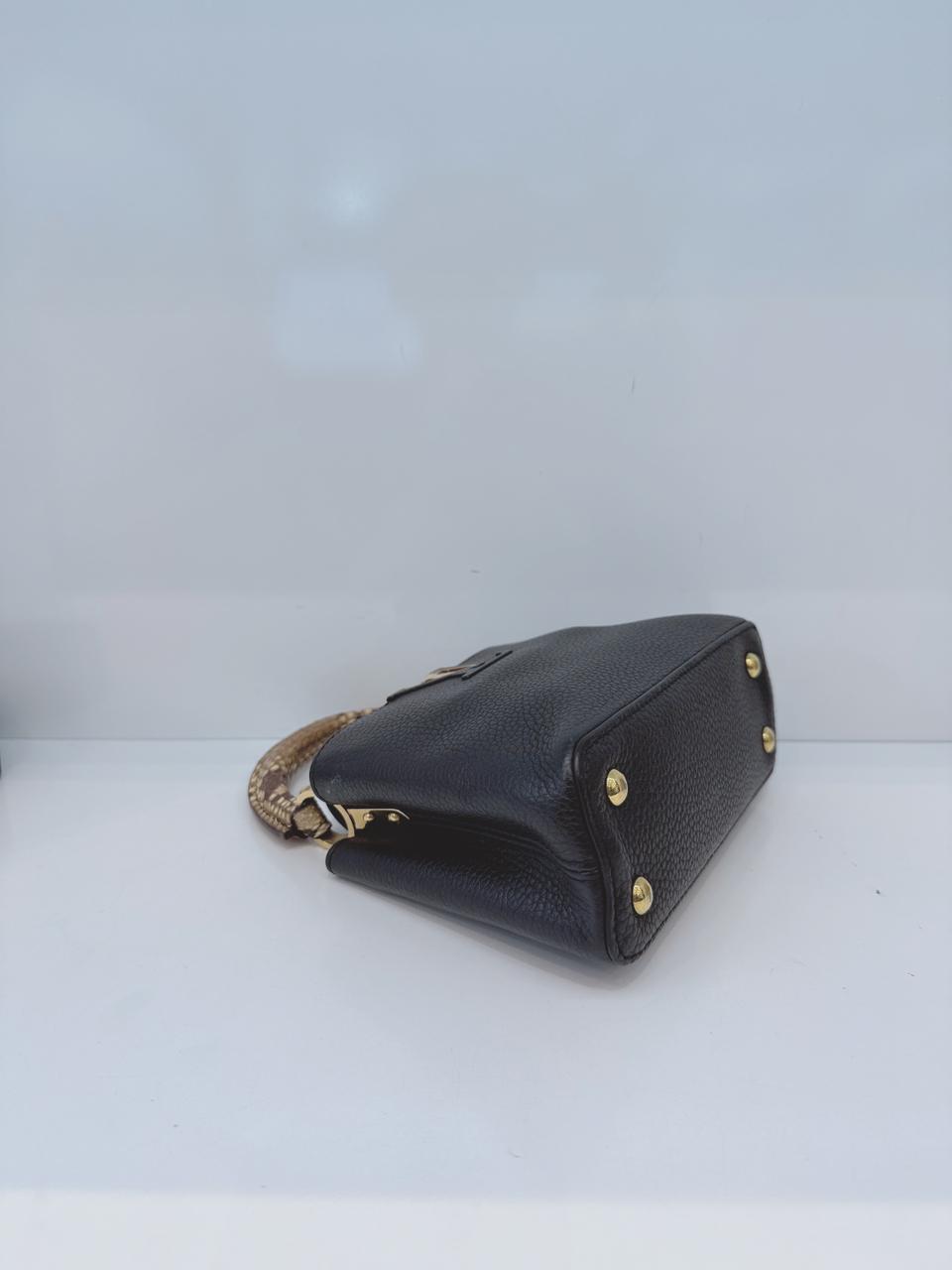 BLACK AND BEIGE BICOLOR MINI CAPUCINES  SHOULDER BAG
