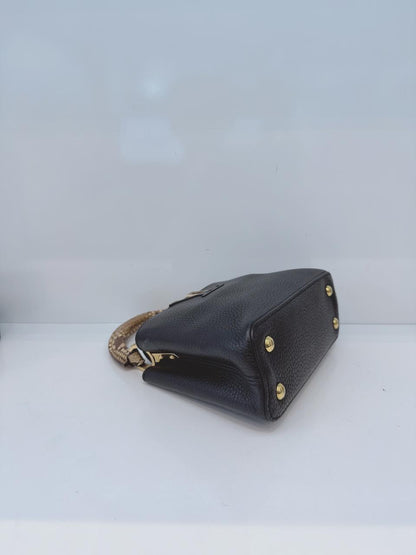 BLACK AND BEIGE BICOLOR MINI CAPUCINES  SHOULDER BAG