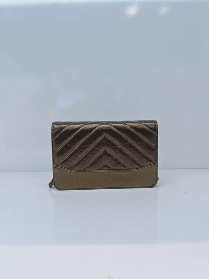 AGED CALFSKIN CHEVRON QUILTED GABRIELLE WALLET ON CHAIN