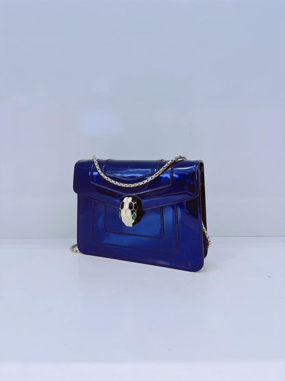 BLUE PATENT LEATHER SMALL SERPENTI FOREVER SHOULDER BAG