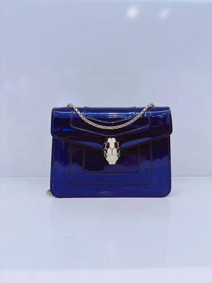 BLUE PATENT LEATHER SMALL SERPENTI FOREVER SHOULDER BAG