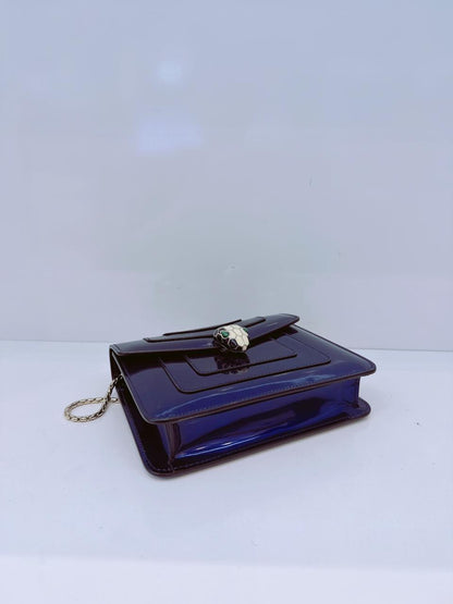 BLUE PATENT LEATHER SMALL SERPENTI FOREVER SHOULDER BAG