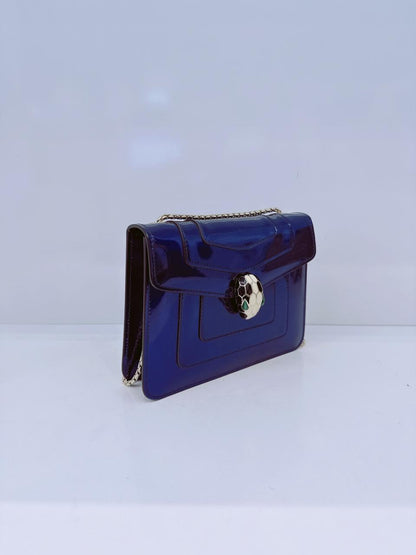 BLUE PATENT LEATHER SMALL SERPENTI FOREVER SHOULDER BAG