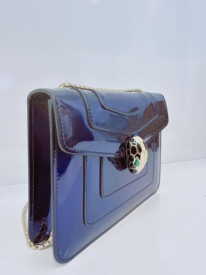 BLUE PATENT LEATHER SMALL SERPENTI FOREVER SHOULDER BAG