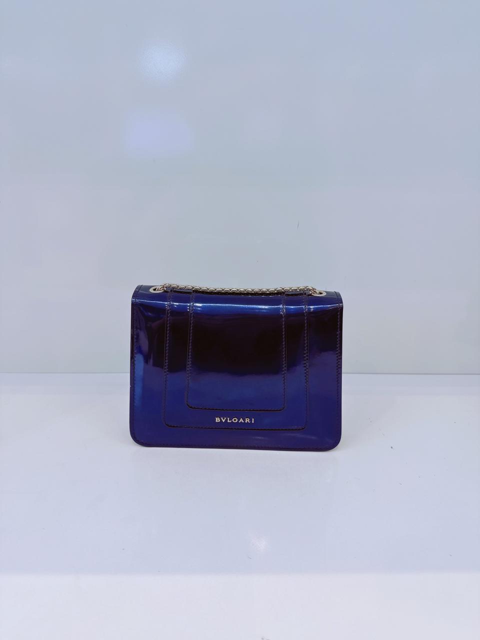BLUE PATENT LEATHER SMALL SERPENTI FOREVER SHOULDER BAG