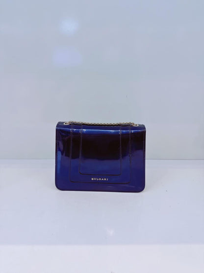 BLUE PATENT LEATHER SMALL SERPENTI FOREVER SHOULDER BAG