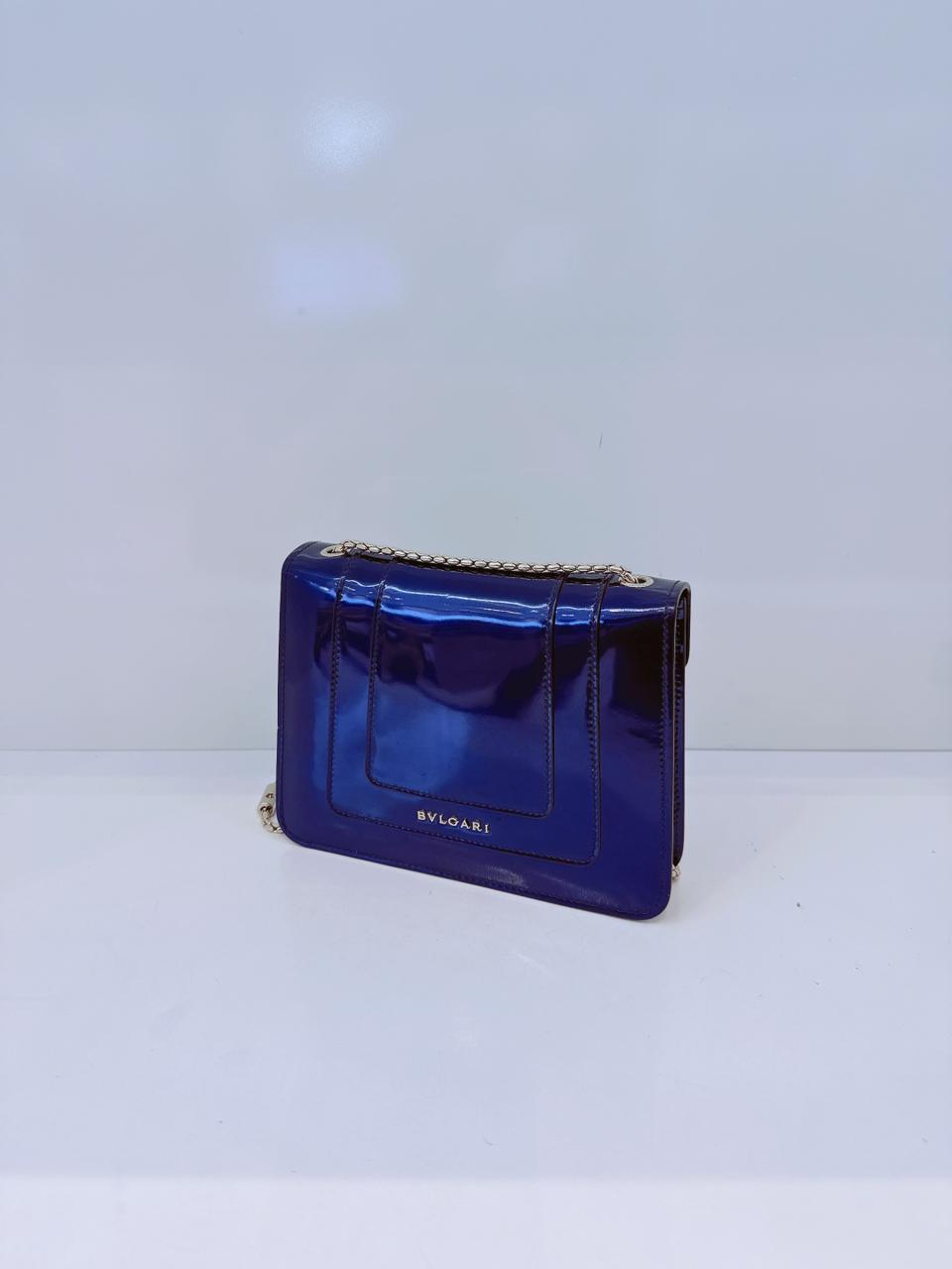 BLUE PATENT LEATHER SMALL SERPENTI FOREVER SHOULDER BAG