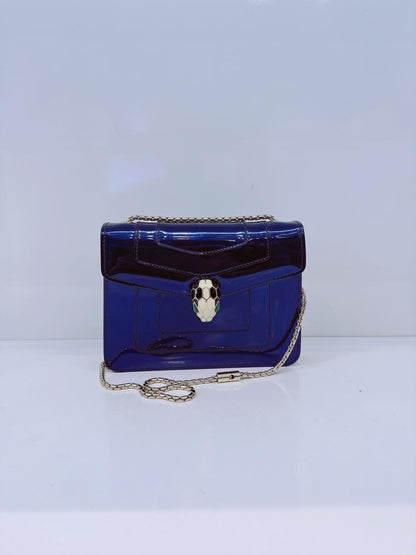 BLUE PATENT LEATHER SMALL SERPENTI FOREVER SHOULDER BAG