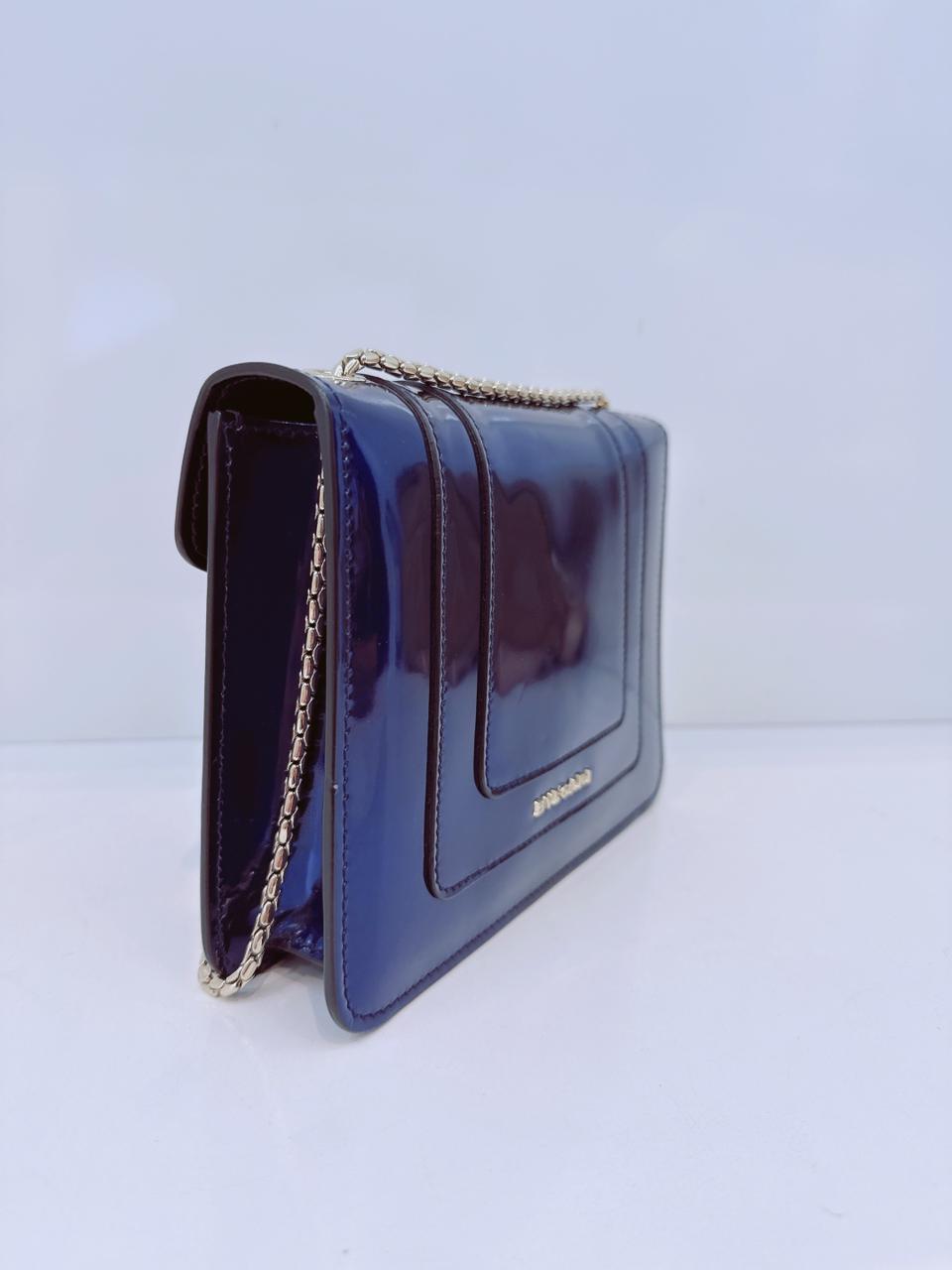 BLUE PATENT LEATHER SMALL SERPENTI FOREVER SHOULDER BAG