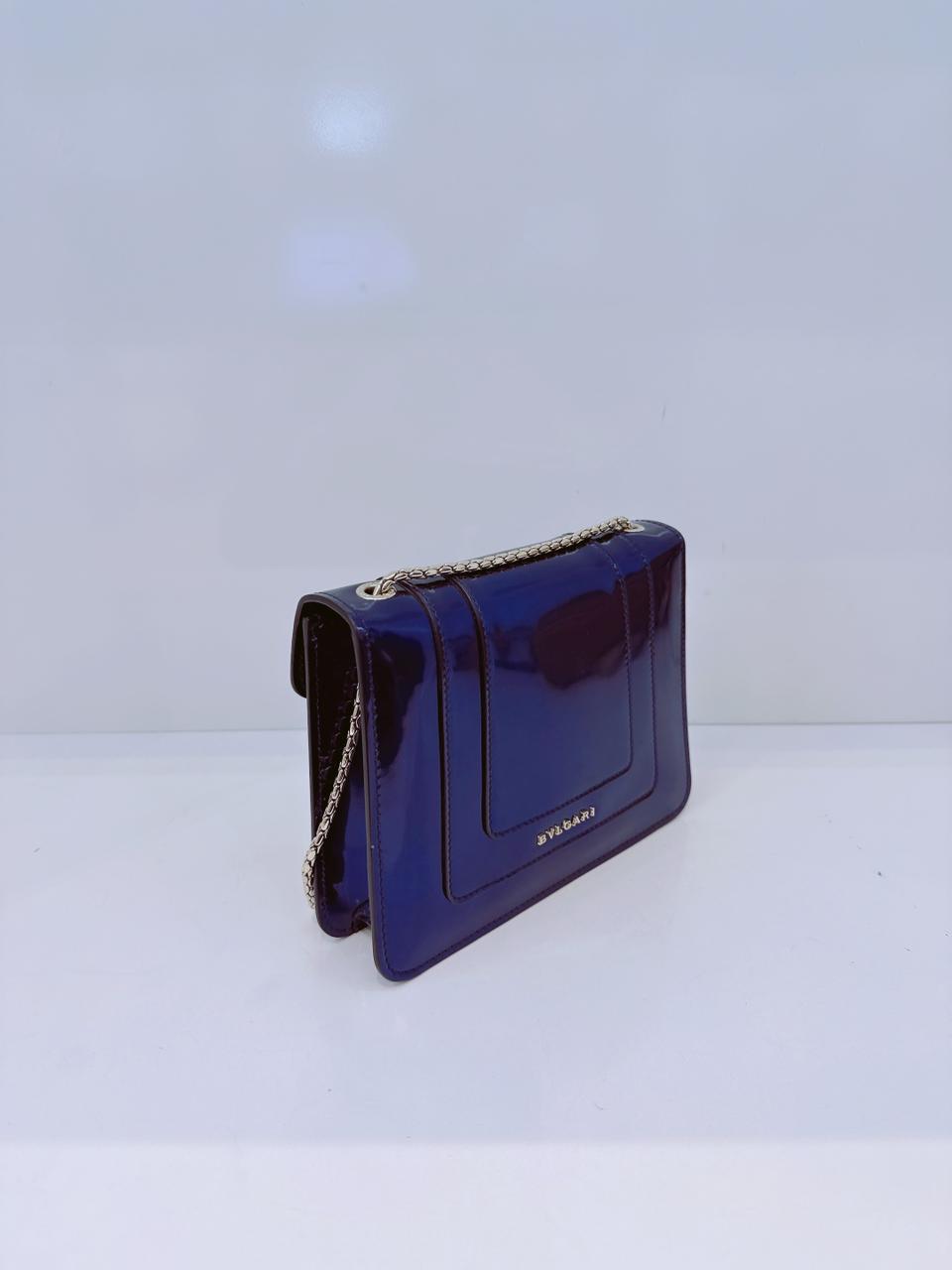 BLUE PATENT LEATHER SMALL SERPENTI FOREVER SHOULDER BAG