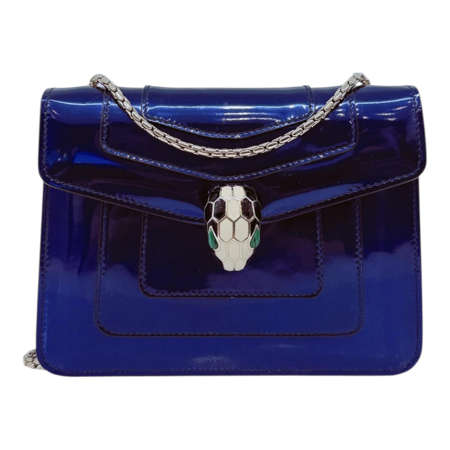 BLUE PATENT LEATHER SMALL SERPENTI FOREVER SHOULDER BAG