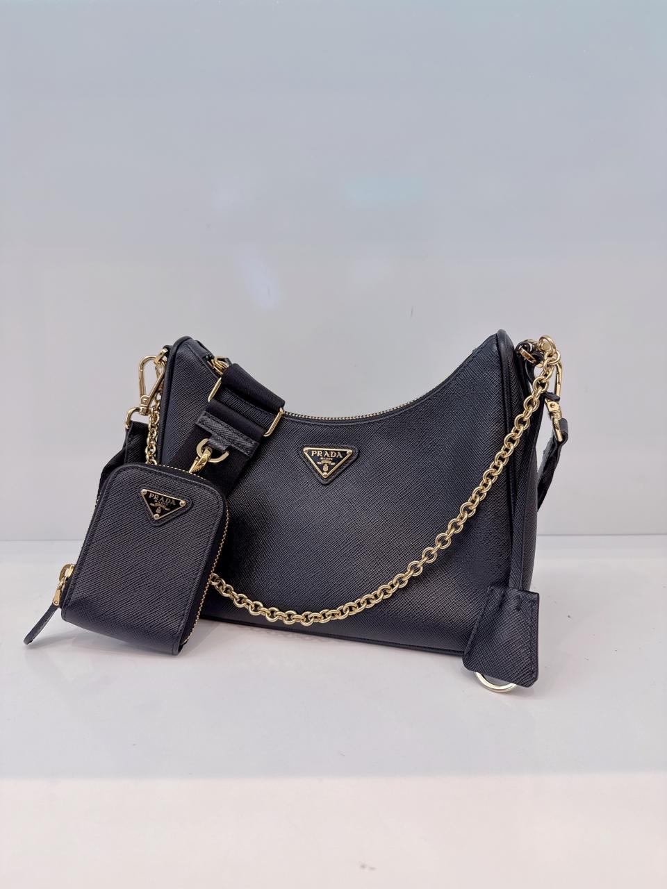 BLACK SAFFIANO LEATHER RE-EDITION 2005 SHOULDER BAG