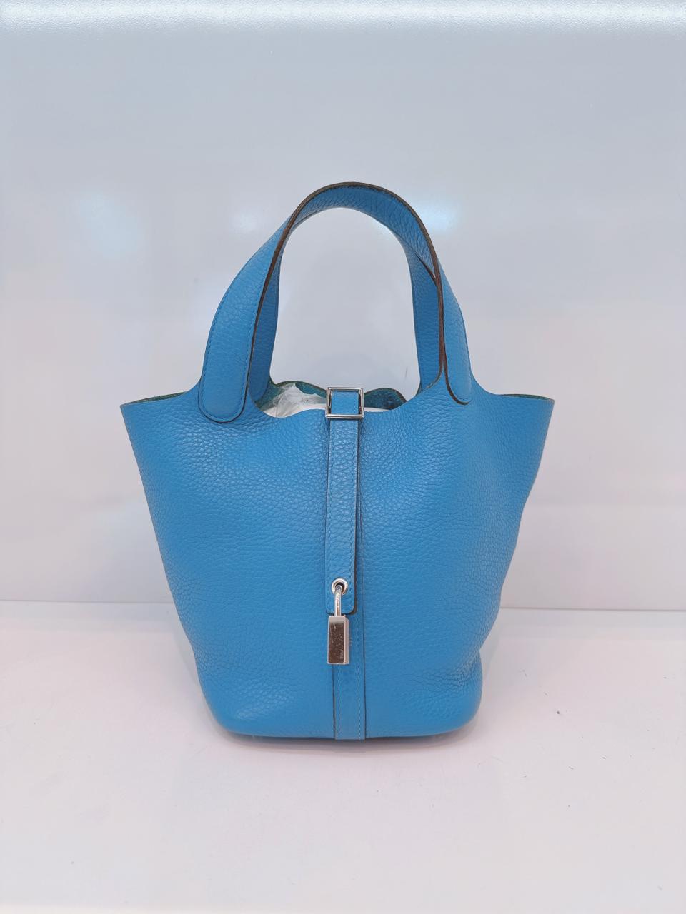 BLUE CLEMENCE LEATHER PICOTIN 18 PALLADIUM HARDWARE