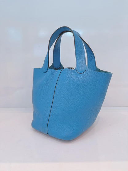 BLUE CLEMENCE LEATHER PICOTIN 18 PALLADIUM HARDWARE
