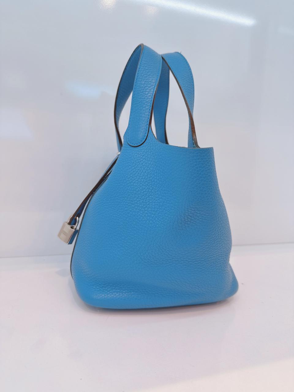 BLUE CLEMENCE LEATHER PICOTIN 18 PALLADIUM HARDWARE