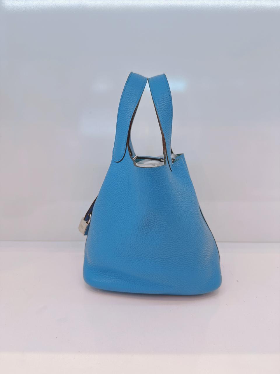 BLUE CLEMENCE LEATHER PICOTIN 18 PALLADIUM HARDWARE