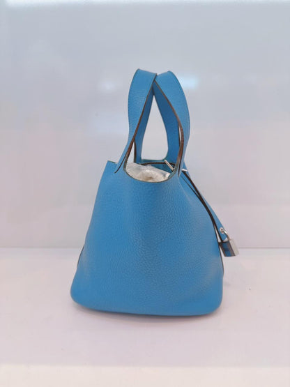 BLUE CLEMENCE LEATHER PICOTIN 18 PALLADIUM HARDWARE