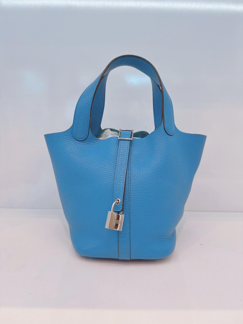 BLUE CLEMENCE LEATHER PICOTIN 18 PALLADIUM HARDWARE