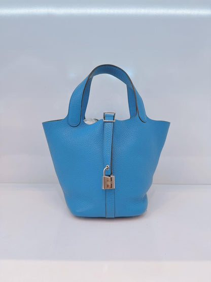BLUE CLEMENCE LEATHER PICOTIN 18 PALLADIUM HARDWARE