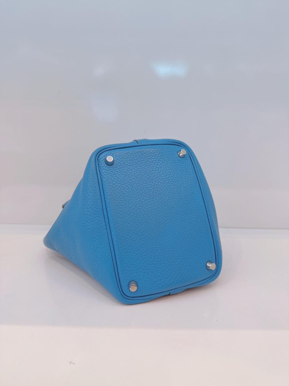 BLUE CLEMENCE LEATHER PICOTIN 18 PALLADIUM HARDWARE