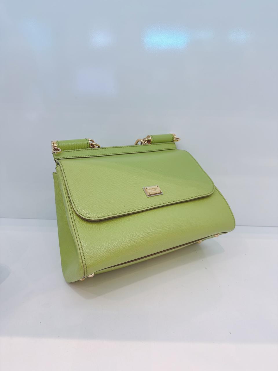 GREEN GRAINED LEATHER MEDIUM SICILY TOP HANDLE BAG