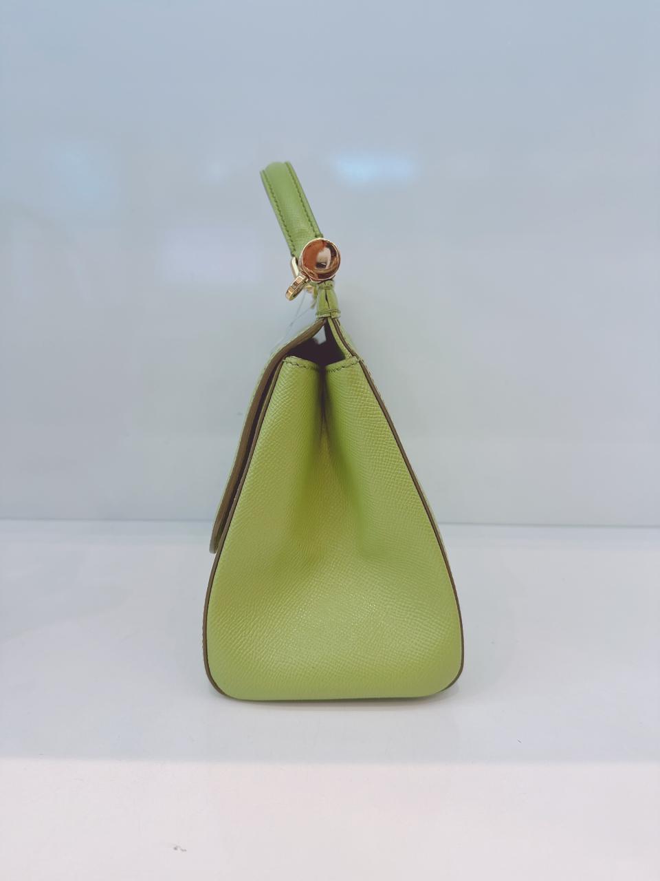 GREEN GRAINED LEATHER MEDIUM SICILY TOP HANDLE BAG