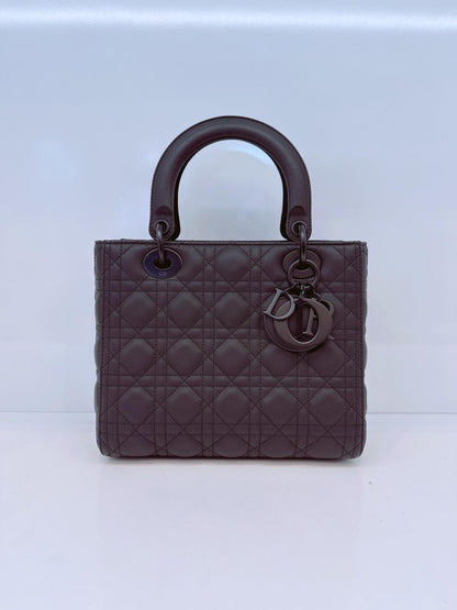 BLACK ULTRA MATTE CANNAGE CALFSKIN MEDIUM LADY DIOR BAG