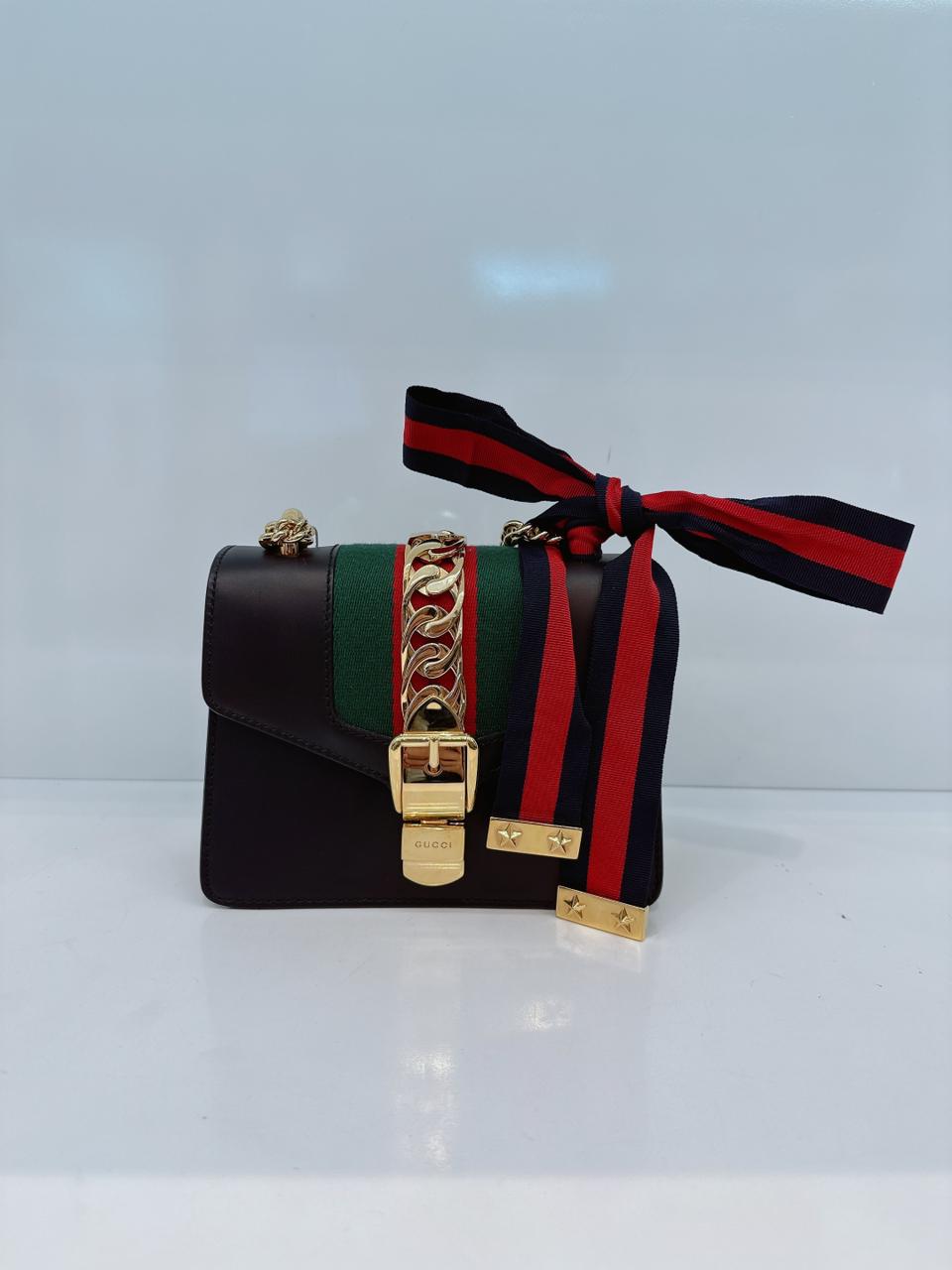 BLACK LEATHER MINI WEB CHAIN SYLVIE CROSSBODY BAG