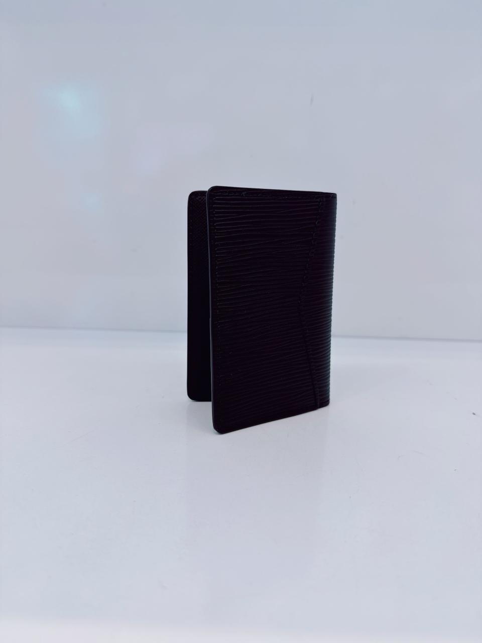 BLACK EPI LEATHER COMPACT POCKET ORGANIZER