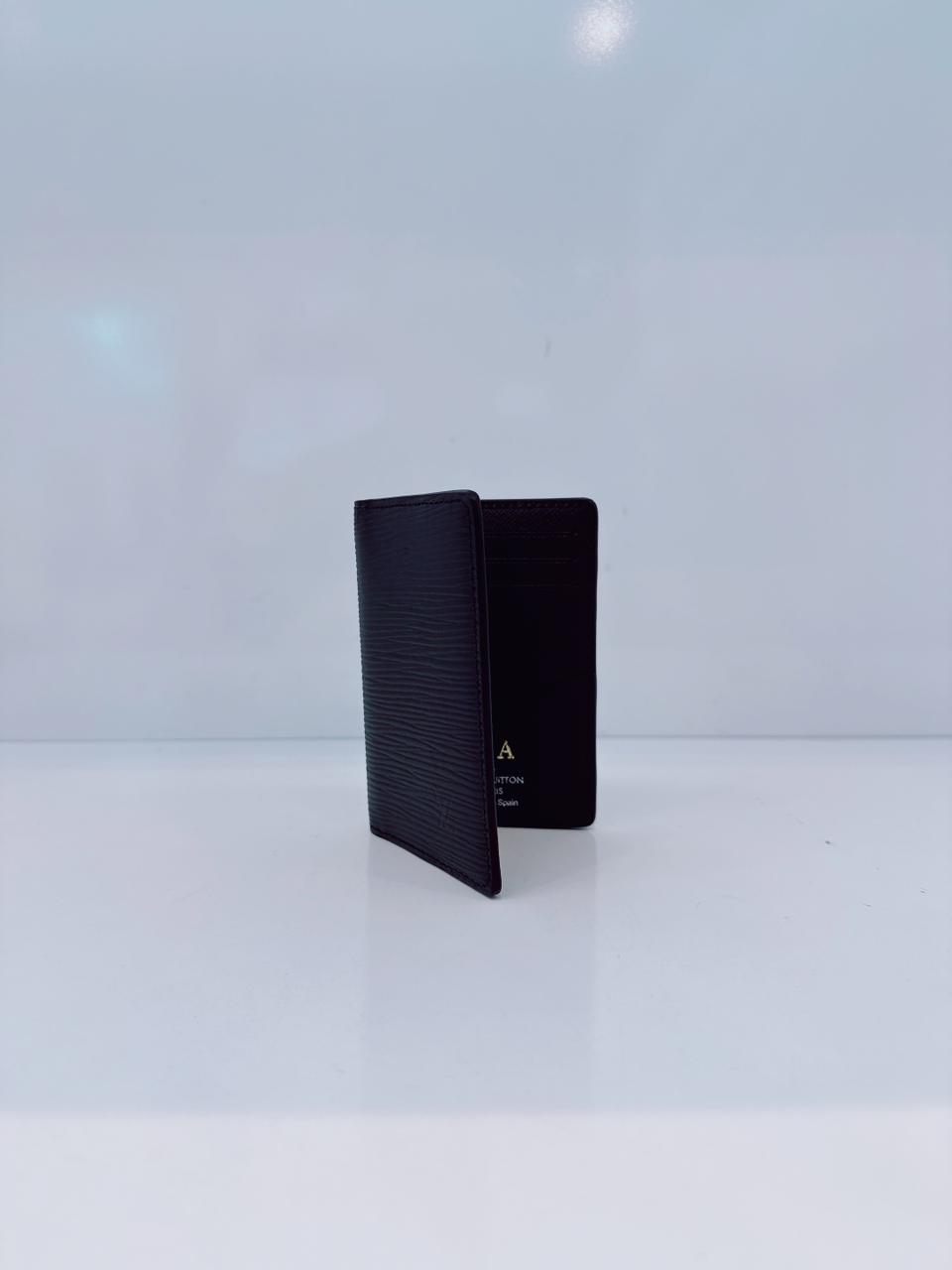 BLACK EPI LEATHER COMPACT POCKET ORGANIZER