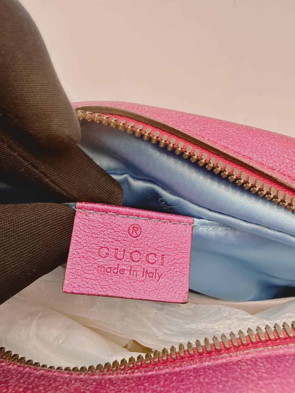 PINK ROSE LAMINATED MATELASSE LEATHER SMALL GG MARMONT CHAIN SHOULDER BAG