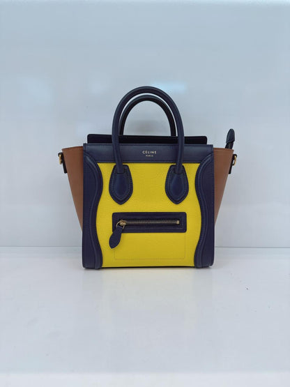 TRICOLOR LEATHER NANO LUGGAGE TOTE BAG