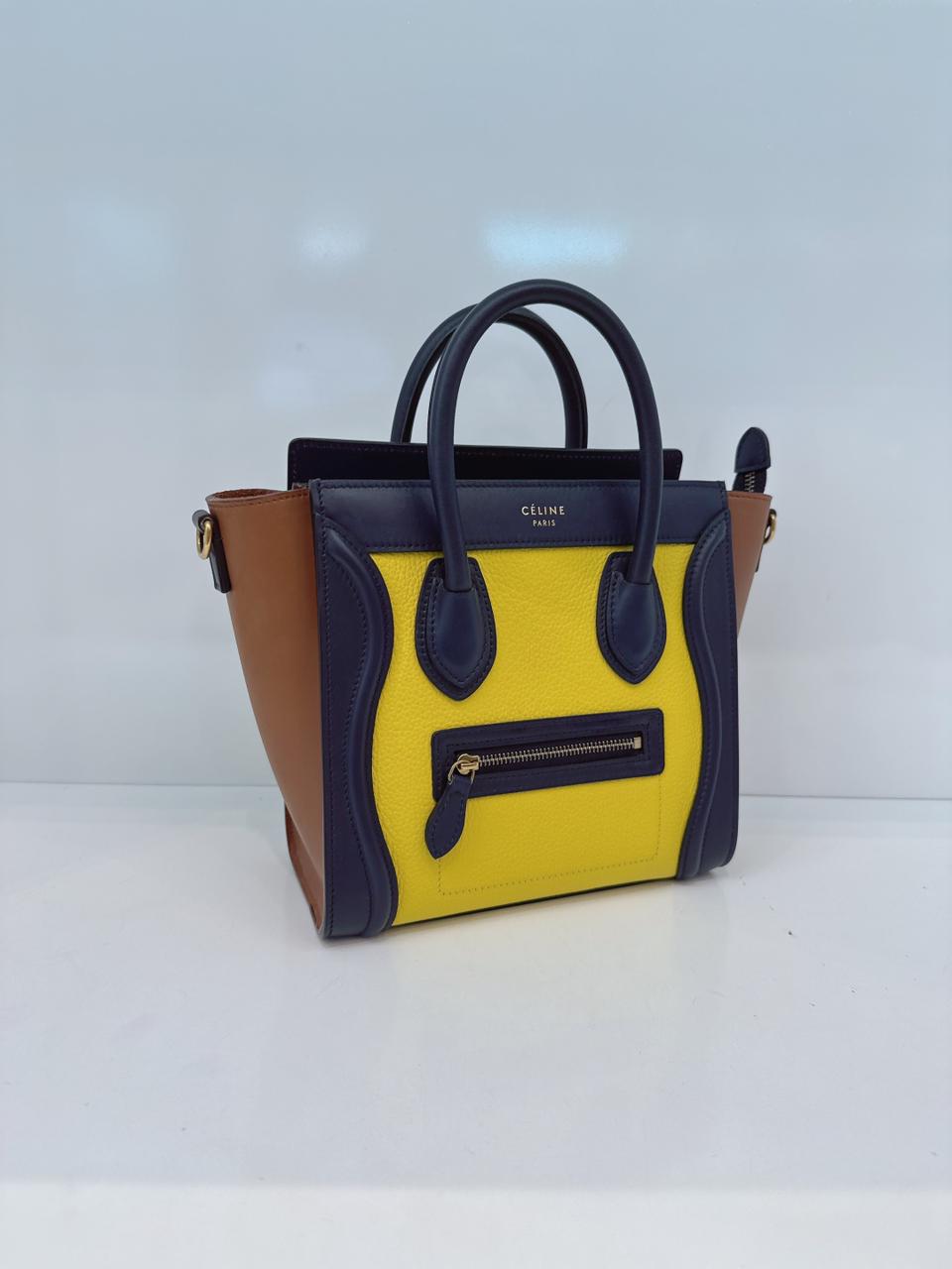 TRICOLOR LEATHER NANO LUGGAGE TOTE BAG