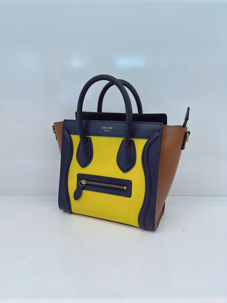 TRICOLOR LEATHER NANO LUGGAGE TOTE BAG