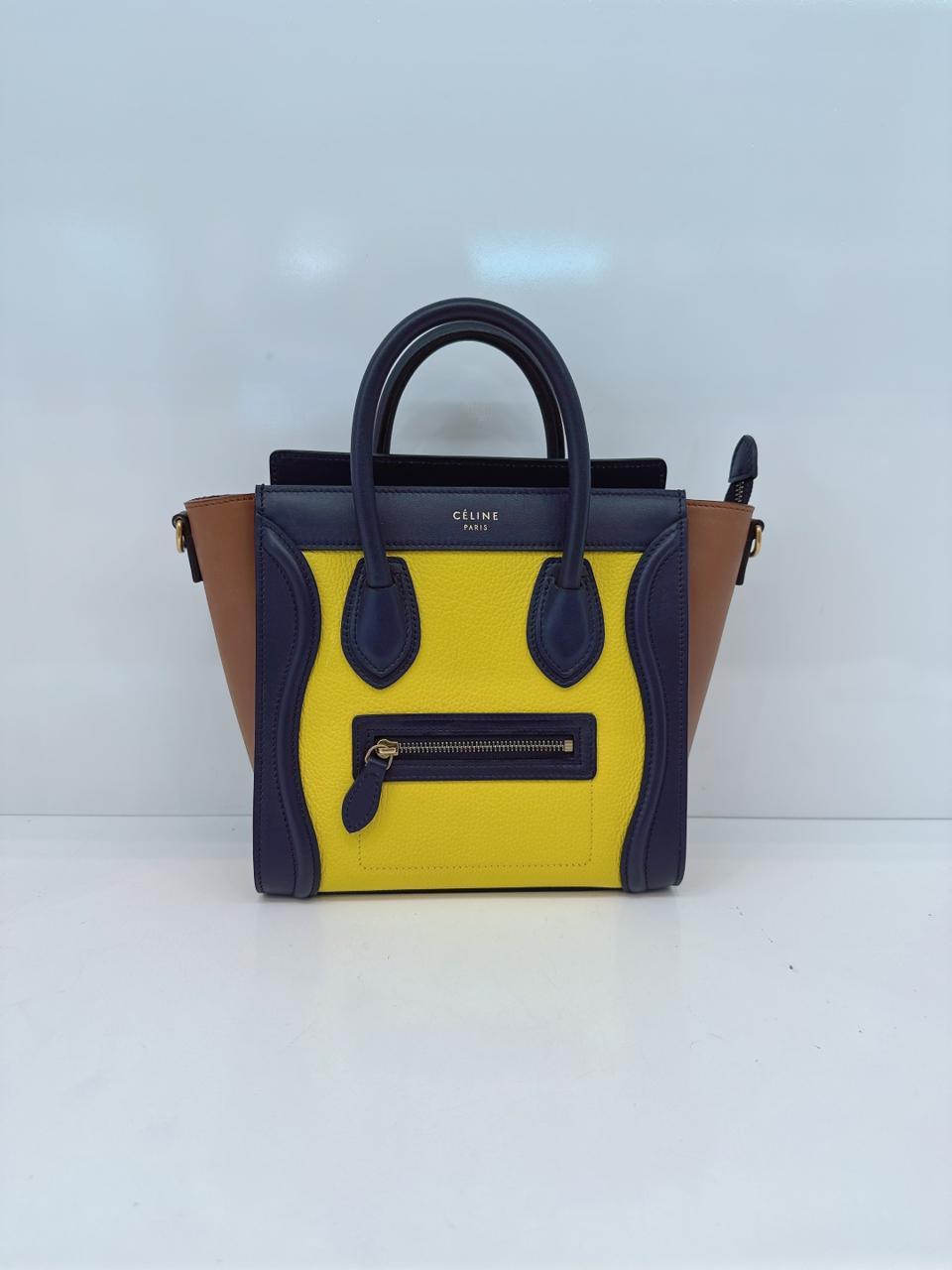 TRICOLOR LEATHER NANO LUGGAGE TOTE BAG