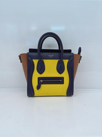 TRICOLOR LEATHER NANO LUGGAGE TOTE BAG