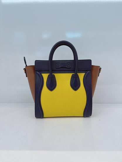 TRICOLOR LEATHER NANO LUGGAGE TOTE BAG