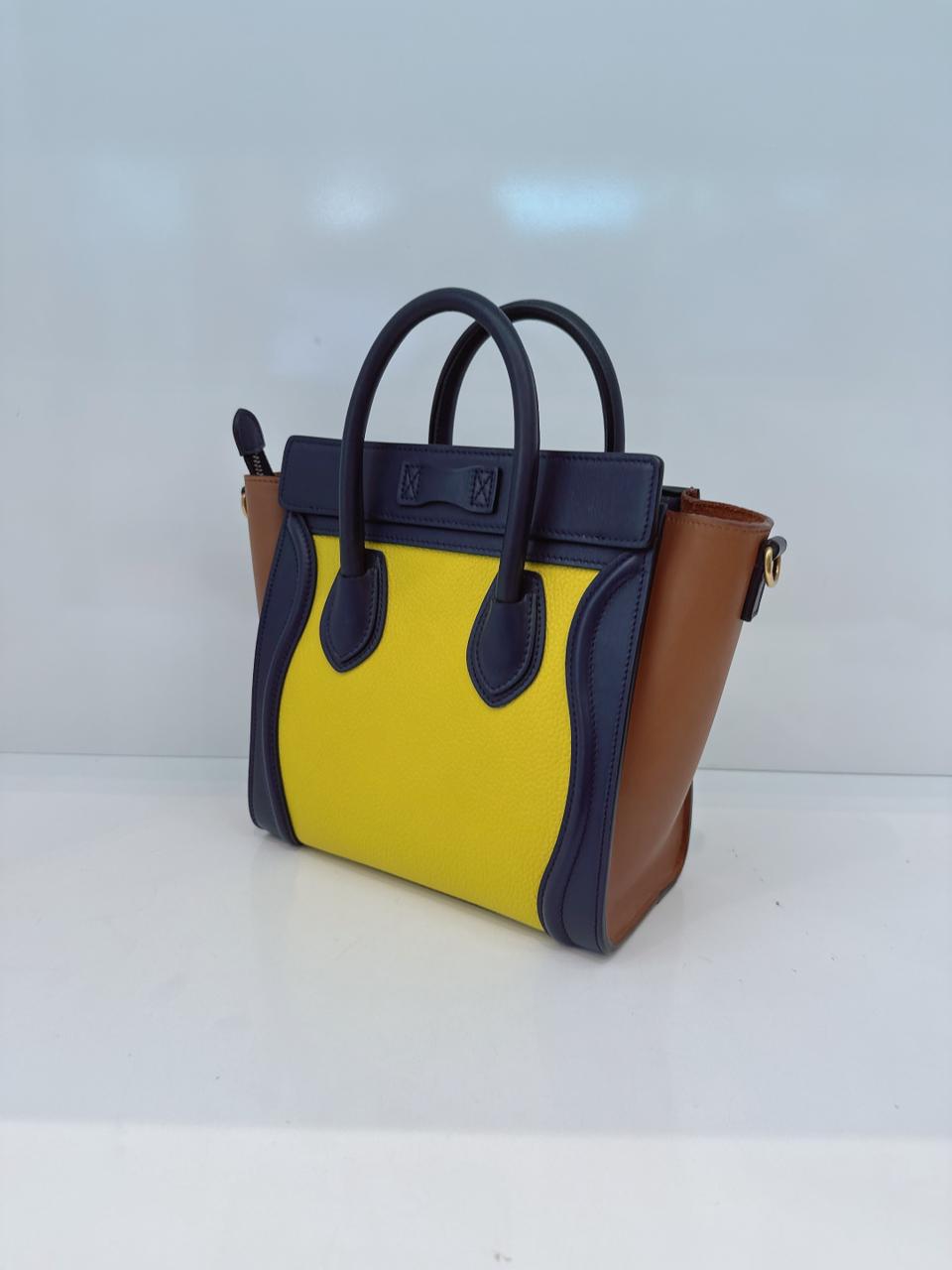 TRICOLOR LEATHER NANO LUGGAGE TOTE BAG