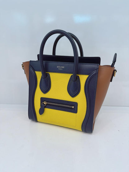 TRICOLOR LEATHER NANO LUGGAGE TOTE BAG